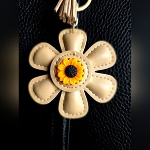 Tan Leather Flower Bag Charm